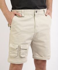 Calca-Masculina-Vira-Bermuda-de-Sarja-Jogger-com-Bolsos-Bege-9965120-Bege_2