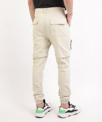 Calca-Masculina-Vira-Bermuda-de-Sarja-Jogger-com-Bolsos-Bege-9965120-Bege_4