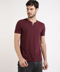 Camiseta-Masculina-Basica-Manga-Curta-Gola-V-com-Botoes-Vinho-9652148-Vinho_1