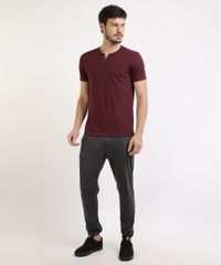 Camiseta-Masculina-Basica-Manga-Curta-Gola-V-com-Botoes-Vinho-9652148-Vinho_3