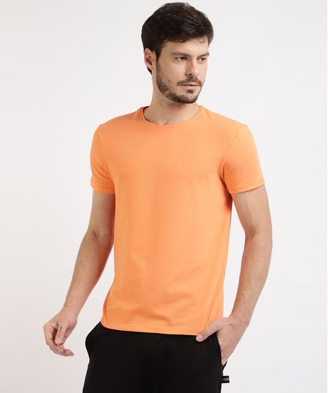 Camiseta-Masculina-Basica-com-Elastano-Manga-Curta-Gola-Careca-Laranja-9209153-Laranja_1