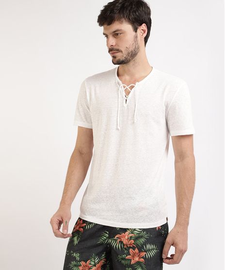 Camiseta-Masculina-Triblend-Manga-Curta-Gola-V-com-Tiras-para-Amarrar-Branca-9942573-Branco_1
