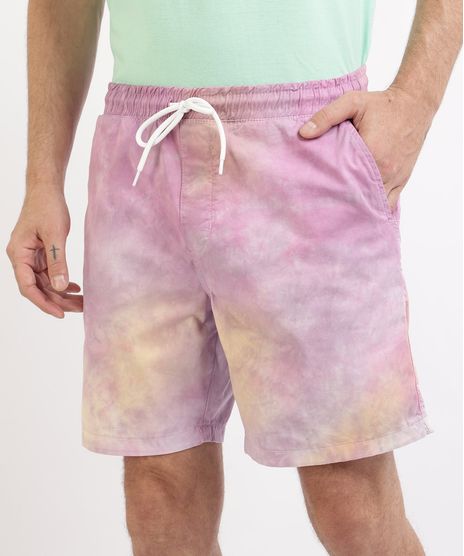 Bermuda-de-Sarja-Masculina-Estampada-Tie-Dye-com-Bolsos-e-Cordao-Multicor-9961852-Multicor_1