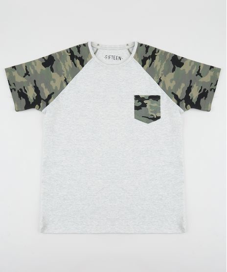 Camiseta-Juvenil-com-Bolso-Estampado-Camuflado-Manga-Curta-Raglan-Cinza-Mescla-Claro-9953084-Cinza_Mescla_Claro_1