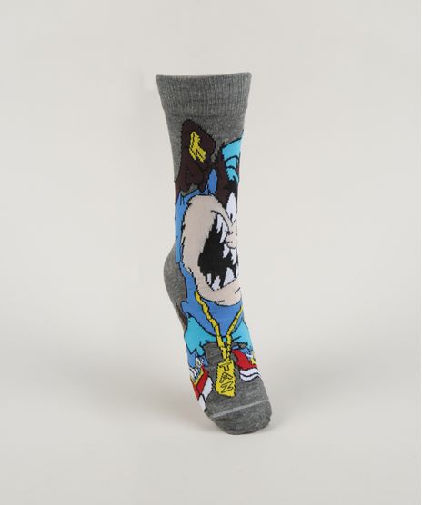 Meia-Masculina-Cano-Alto-Divertida-Taz-Looney-Tunes-Estampada-Cinza-Mescla-Escuro-9963946-Cinza_Mescla_Escuro_1