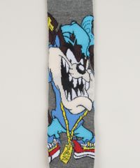 Meia-Masculina-Cano-Alto-Divertida-Taz-Looney-Tunes-Estampada-Cinza-Mescla-Escuro-9963946-Cinza_Mescla_Escuro_2