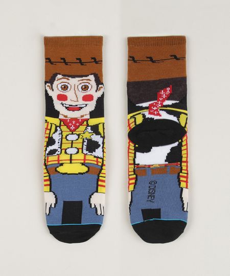 Meia-Infantil-Cano-Alto-Woody-Toy-Story-Estampada-Marrom-9962635-Marrom_1
