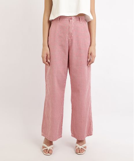 Calca-Feminina-Mindset-Wide-Reta-Cintura-Super-Alta-Alfaiatada-Estampada-Xadrez-Vichy-Vermelha-9965876-Vermelho_1