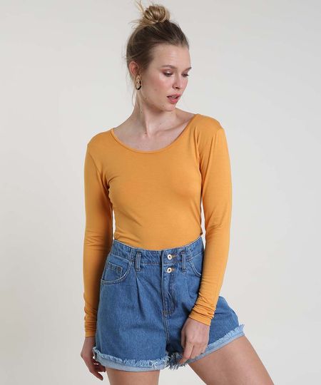 Blusa-Feminina-Basica-Manga-Longa-Decote-Redondo-Mostarda-8578638-Mostarda_1