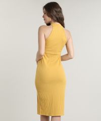 Vestido-Feminino-Midi-Halter-Neck-Canelado-com-Fenda-Gola-Alta-Mostarda-9611887-Mostarda_4