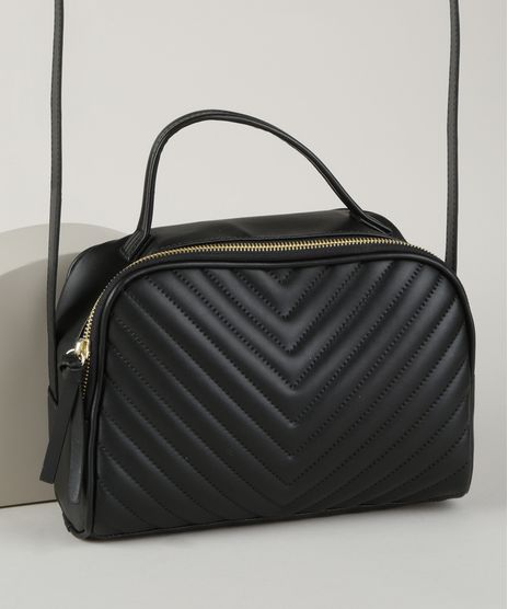 Bolsa-Feminina-Transversal-Media-com-Alca-de-Mao-em-Matelasse-Preta-9948894-Preto_1