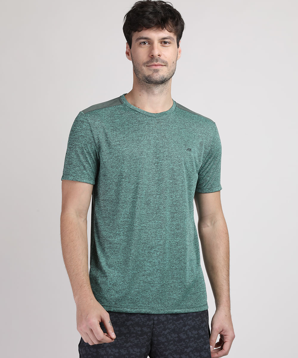 Camiseta Masculina Ace Esportiva Com Recorte Manga Curta Gola Careca Verde