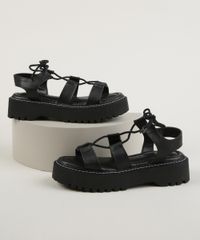 Papete-Feminina-Oneself-Flatform-com-Cadarco-Preta-9956785-Preto_1