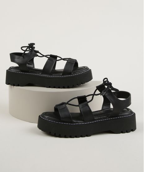 Papete-Feminina-Oneself-Flatform-com-Cadarco-Preta-9956785-Preto_1