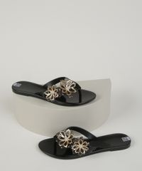 Rasteirinha-Feminina-Zaxy-Sunshine-com-Flor-Preta-9960484-Preto_1