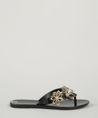 Rasteirinha-Feminina-Zaxy-Sunshine-com-Flor-Preta-9960484-Preto_4