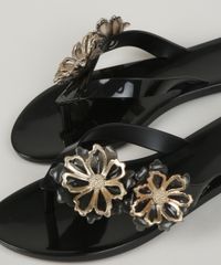 Rasteirinha-Feminina-Zaxy-Sunshine-com-Flor-Preta-9960484-Preto_5
