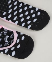 Meia-Feminina-Sapatilha-Estampada-de-Poa-Antiderrapante-Preta-9961833-Preto_2