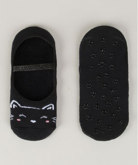 Meia-Feminina-Sapatilha-Gatinho-Antiderrapante-Preta-9961834-Preto_1