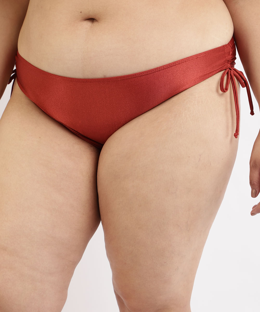 Biquíni Calcinha Plus Size com Amarração e Proteção UV50+ Vermelho