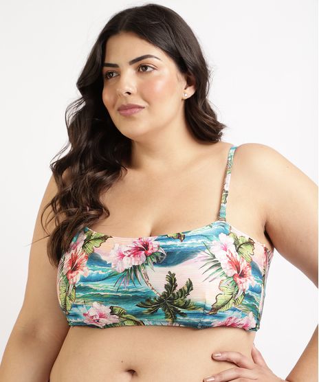 Biquini-Top-Faixa-Plus-Size-Estampado-de-Praia-com-Bojo-e-Alca-Removiveis-Protecao-UV50--Azul-9958180-Azul_1