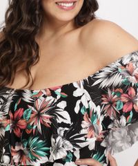 Maio-Body-Plus-Size-Ombro-a-Ombro-Estampado-Floral-com-Bojo-e-Protecao-UV50--Preto-9961574-Preto_4