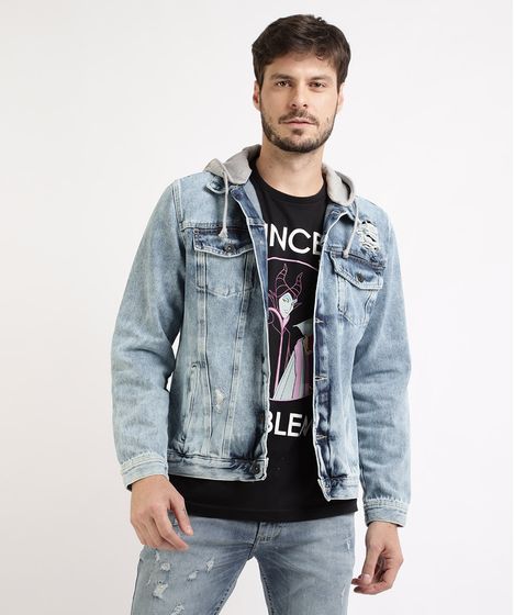 jaqueta jeans com capuz masculina