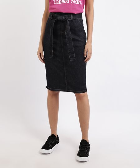 Saia-Jeans-Feminina-Midi-Lapis-com-Recorte-Bolsos-e-Faixa-Para-Laco-Azul-Escuro-9944963-Azul_Escuro_1