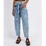 Calca-Jeans-Feminina-Baggy-Cintura-Super-Alta-Marmorizada-com-Faixa-para-Amarrar-Azul-Claro-9961220-Azul_Claro_1