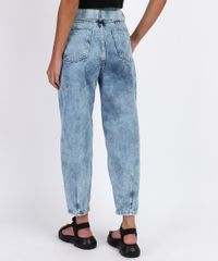 Calca-Jeans-Feminina-Baggy-Cintura-Super-Alta-Marmorizada-com-Faixa-para-Amarrar-Azul-Claro-9961220-Azul_Claro_2