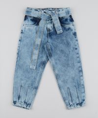 Calca-Jeans-Infantil-Jogger-com-Bolsos-e-Faixa-para-Amarrar-Azul-Claro-9961738-Azul_Claro_1