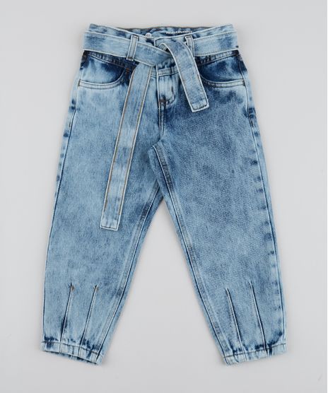 Calca-Jeans-Infantil-Jogger-com-Bolsos-e-Faixa-para-Amarrar-Azul-Claro-9961738-Azul_Claro_1