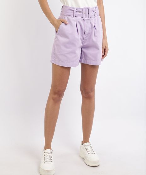 Bermuda-de-Sarja-Feminina-Clochard-Cintura-Super-Alta-com-Faixa-para-Amarrar-Lilas-9965043-Lilas_1