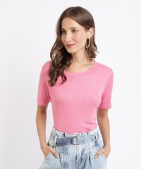 Blusa-Feminina-Basica-Canelada-Manga-Curta-Decote-Redondo-Rosa-9768764-Rosa_1_1
