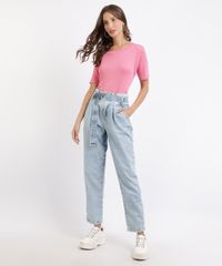 Blusa-Feminina-Basica-Canelada-Manga-Curta-Decote-Redondo-Rosa-9768764-Rosa_1_3