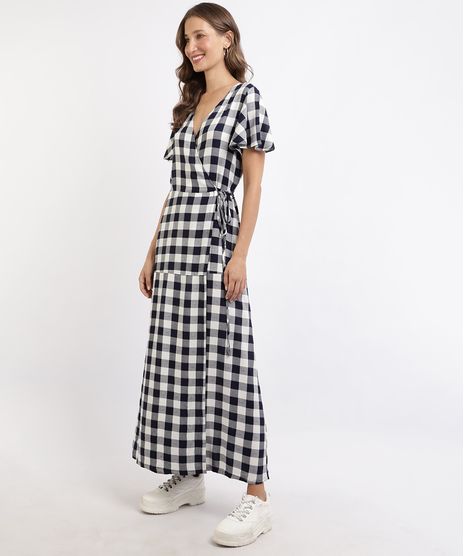 Vestido-Feminino-Midi-Transpassado-Estampado-Xadrez-Manga-Curta-Azul-Marinho-9948102-Azul_Marinho_1