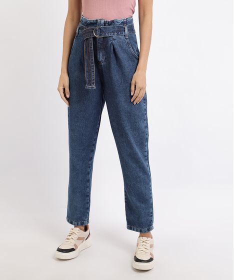calça jeans feminina cintura alta com cinto