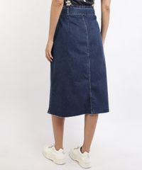 Saia-Jeans-Feminina-Midi-com-Botoes-e-Cinto-Azul-Escuro-9960700-Azul_Escuro_2
