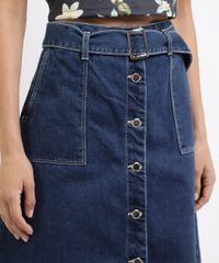 Saia-Jeans-Feminina-Midi-com-Botoes-e-Cinto-Azul-Escuro-9960700-Azul_Escuro_4