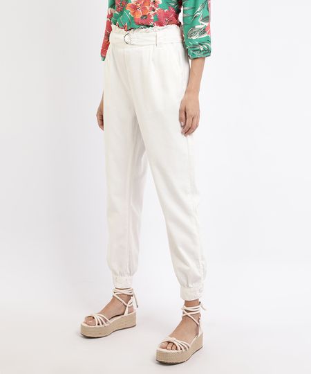 Calca-de-Sarja-Feminina-Jogger-Clochard-Cintura-Super-Alta-com-Cinto-Off-White-9960703-Off_White_1