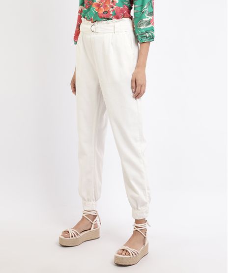 Calca-de-Sarja-Feminina-Jogger-Clochard-Cintura-Super-Alta-com-Cinto-Off-White-9960703-Off_White_1