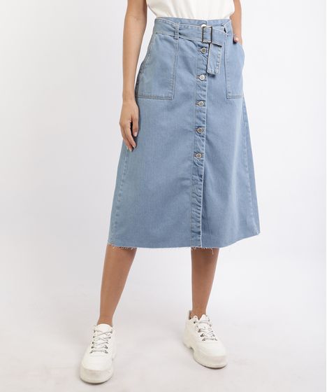 saia midi jeans c&a