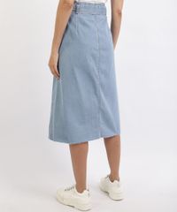 Saia-Jeans-Feminina-Midi-com-Botoes-e-Cinto-Azul-Claro-9960707-Azul_Claro_2