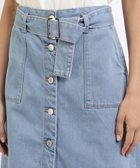 Saia-Jeans-Feminina-Midi-com-Botoes-e-Cinto-Azul-Claro-9960707-Azul_Claro_4