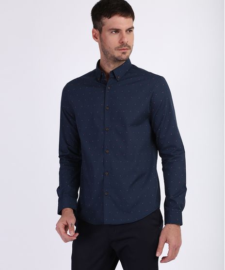 Camisa-Masculina-Tradicional-Estampada-Mini-Print-Flores-Manga-Longa-Azul-Marinho-9645919-Azul_Marinho_1