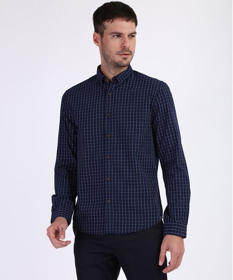 Camisa-Masculina-Comfort-Estampada-Xadrez-Manga-Longa-Azul-Marinho-9809553-Azul_Marinho_1