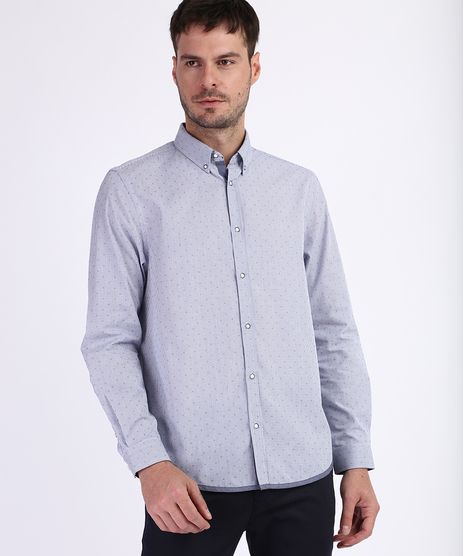Camisa-Masculina-Comfort-Estampada-Xadrez-Mini-print-de-Cruz-Manga-Longa-Azul-9813620-Azul_1