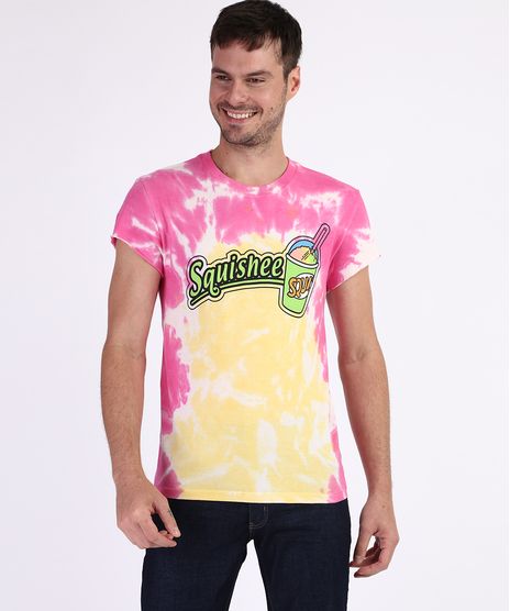 Camiseta-Masculina--Squishee--Estampada-Tie-Dye-Manga-Curta-Gola-Careca-Rosa-9947742-Rosa_1