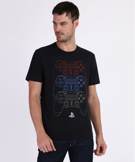 Camiseta-Masculina-Playstation-Manga-Curta-Gola-Careca-Preta-9959795-Preto_1
