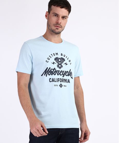 Camiseta-Masculina--Motorcycles-California--Manga-Curta-Gola-Careca-Azul-9960825-Azul_1